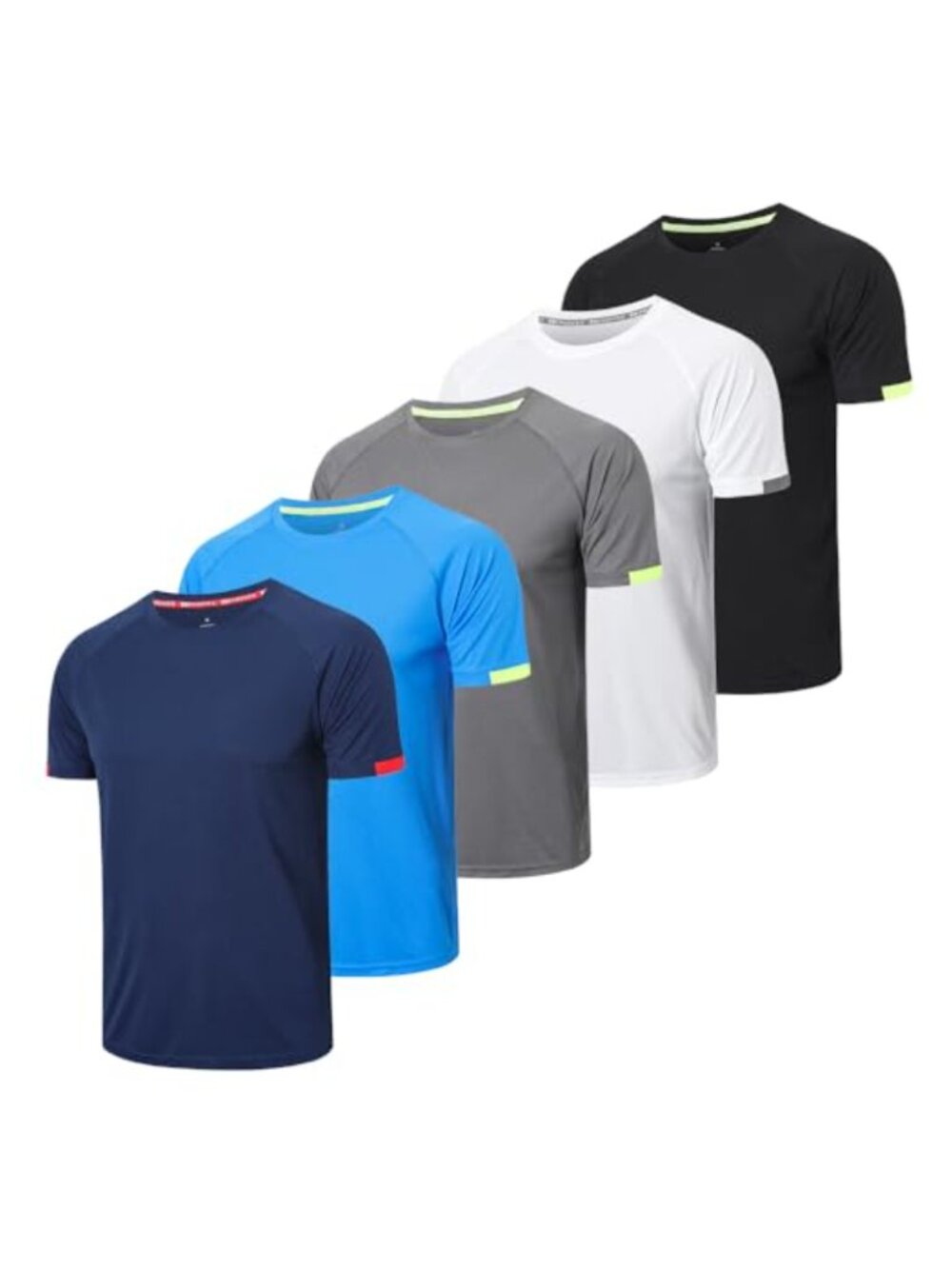 Men's 5 Pack Workout Running Shirts Quick Dry Lightweight Gym Tops